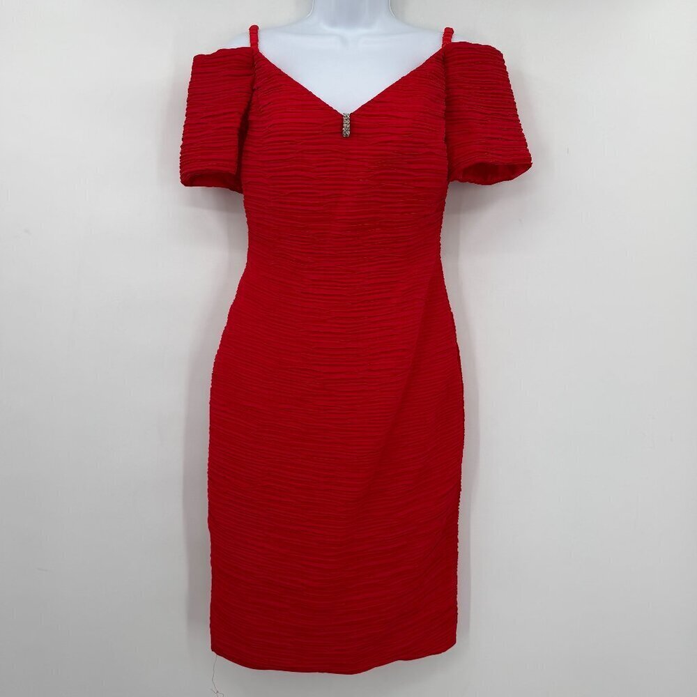 Ivonne Lafleur New Orleans Red Ruched Elegant Fornal Cocktail Dress